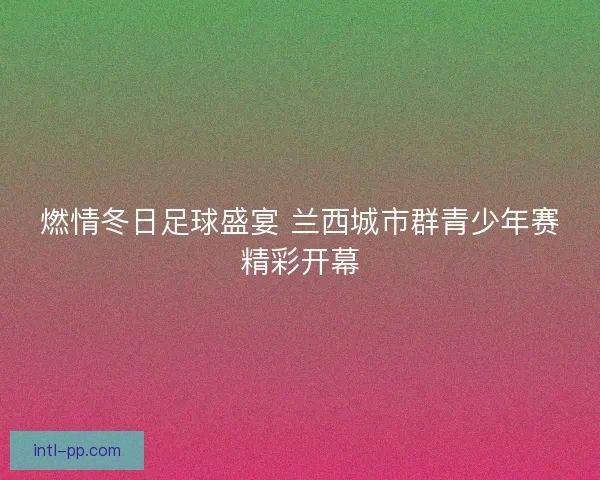 燃情冬日足球盛宴 兰西城市群青少年赛精彩开幕